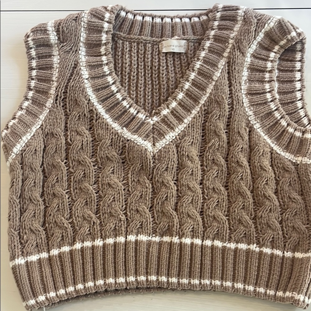 Brown Cable Knit Sweater Vest